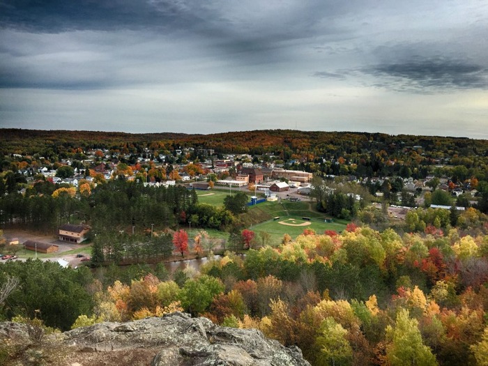 Aerial view of Bessemer, Michigan