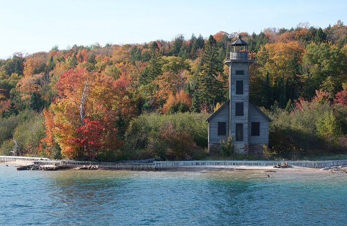Grand Island East Channel Lighthouse from Lake Superior