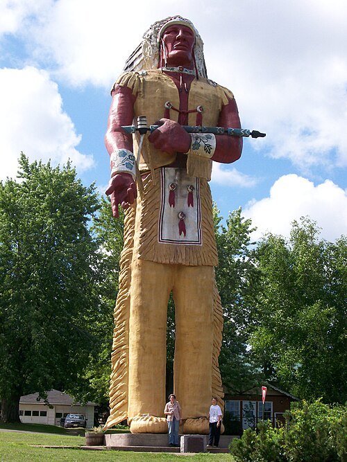 Hiawatha 52-foot tall statue in Ironwood, Michigan