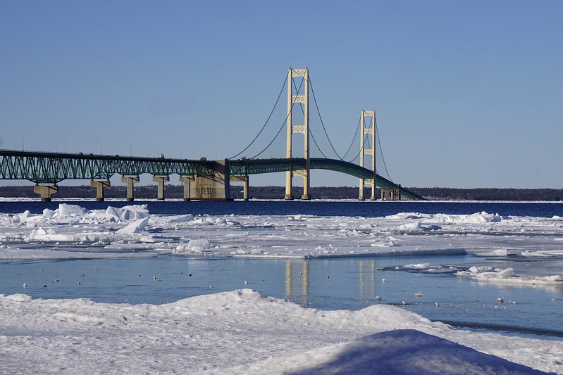 Mackinac Bridge In Winter